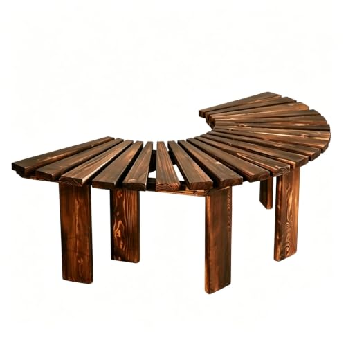 Banco para árboles semicircular de madera para jardín 2