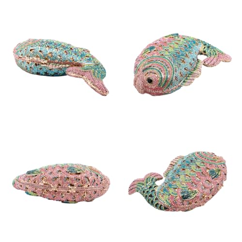 Image of Women Mini Fish Clutch Luxury Rhinestones Purse Sparkling Banquet Handbag Wedding Party Clutch Bag