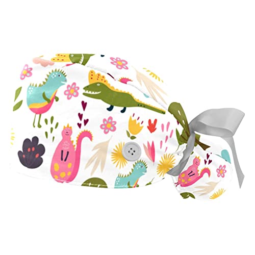 Chapeaux de travail bouffants en lot de 2 avec motifs fleur d'animal pour hommes et femmes