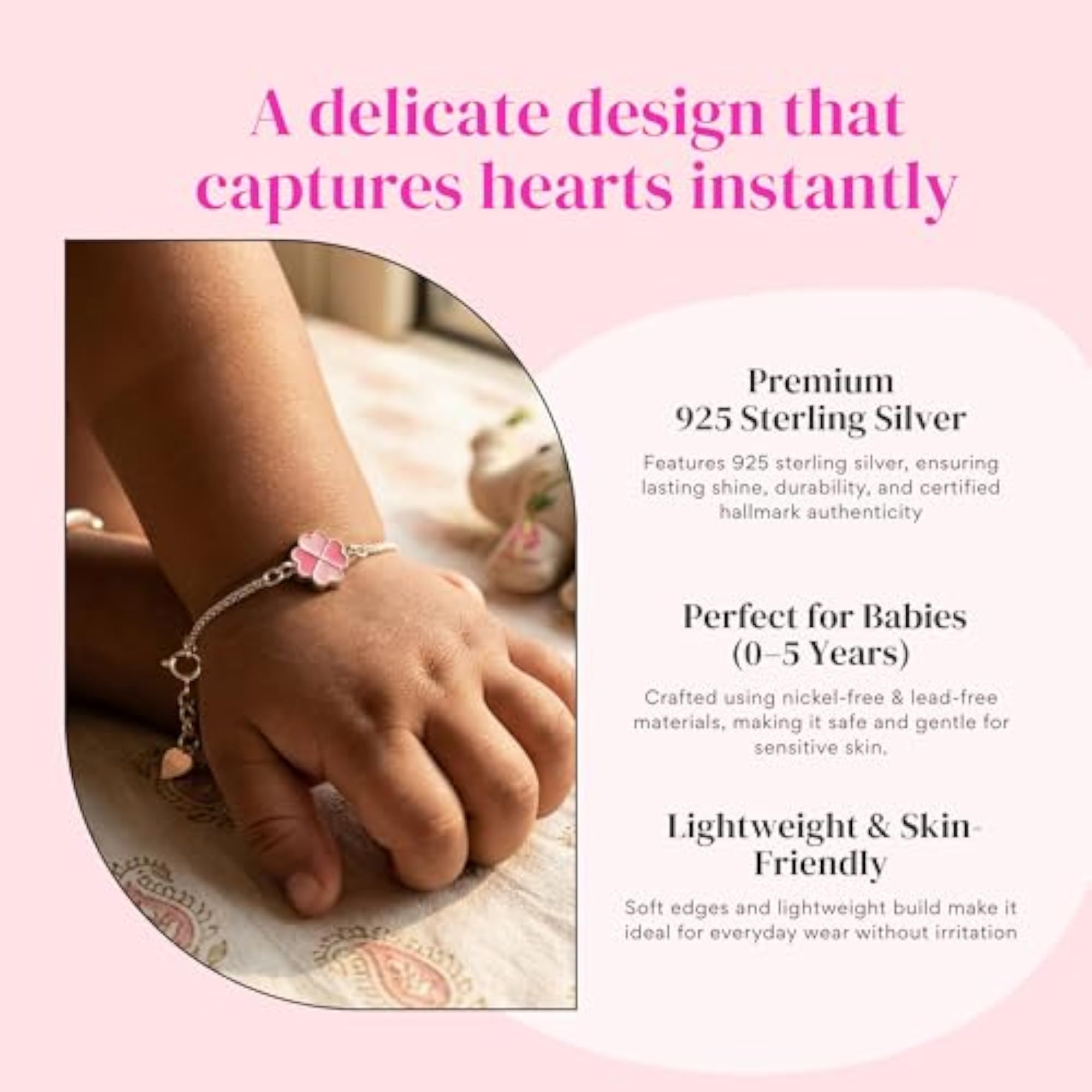 925 Sterling Silver Baby Bracelet With Flower Charm