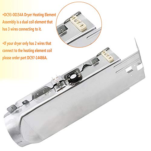 Primeswift DC93-00154A Heating Element Assembly Compatible With Samsung Dryer 3 Wire Duct Heater Fit DV520 DV511 DV45K6200EW DV45K7600EW DV48J7700EW Replace AP5582094 3282568 PS4216214