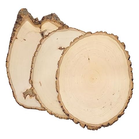 Walnut Hollow Rustic Basswood Round, Large 9-12" Wide with Live Edge Wood (Pack of 3) - for Wood Burning, Home Décor, and Rustic Weddings Cover