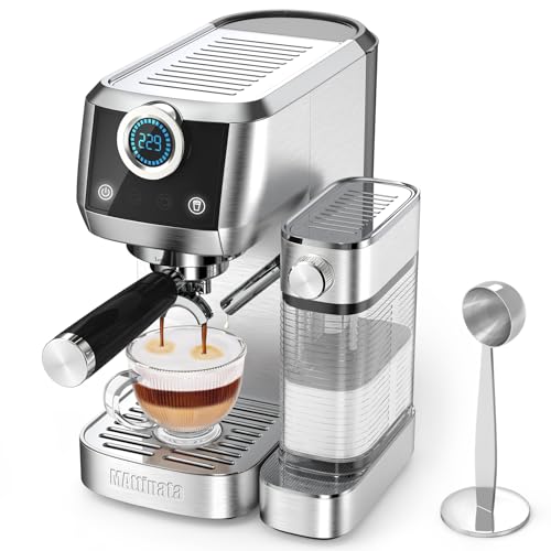 MAttinata Cappuccino Machine, Latte Machine with Automatic Milk Frother, 20 Bar Espresso Machine for Home Gifts, Espresso Maker with Touchscreen, Stainless Steel Style