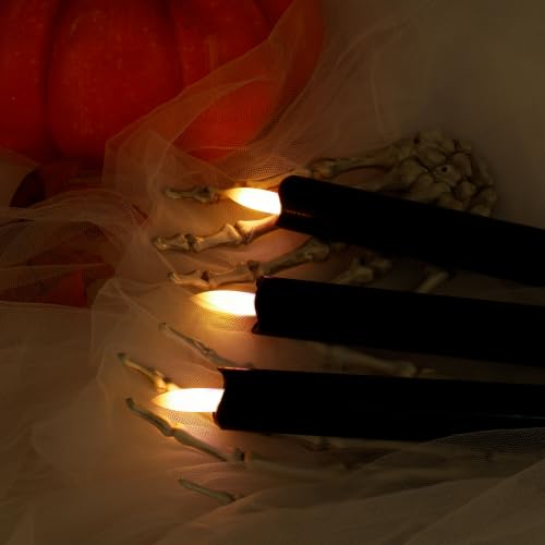 Image of Black Flameless Taper Candles with Remote and Timer, Real Wax, 6 Pack