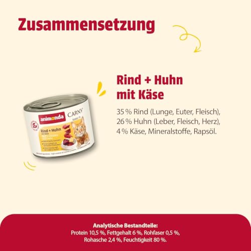 animonda Carny Senior Katzen Nassfutter Rind + Huhn + Käse (6 x 200g)