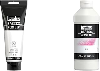 Liquitex BASICS Acrylic Paint, 250ml (8.5-oz) Tube, Titanium White + Liquitex BASICS Gesso Surface Prep Medium, 473ml (16-oz) Bottle, White