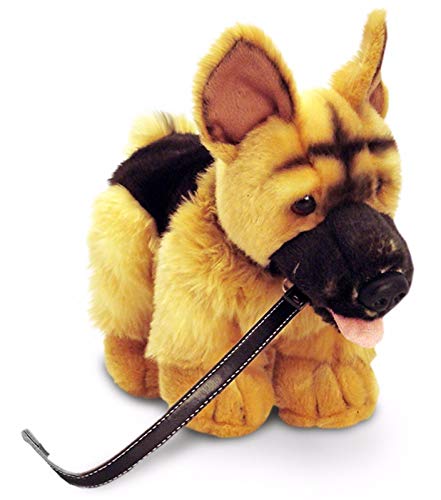 Image of Keel Toys Standing Alsatian Dog Plush Toy On Lead (One Size) (Brown/Black)