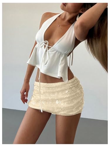 Image of Floerns Women's Sequin Low Waist Mini Skorts Night Out Skirt Shorts