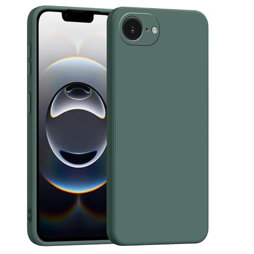 Image of amazon basics Back Cover for iPhone 16E | Ultra Slim Soft Rubberised Case | Matte Silicone Flexible Mobile Case | Camera Protection - Green