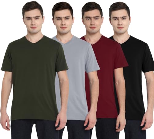 Aventura Outfitters Men's 100% Cotton V-Neck Half Sleeve T-Shirt,...
