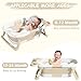 MoreFeel Collapsible Baby Bathtub for Newborn with Thermometer & 1 Hooded Towel & 1 Soft Floating Cushion,Portable Travel Bathtub with Drain Hole, Durable Foldable Baby Tubs for Infants to Toddler