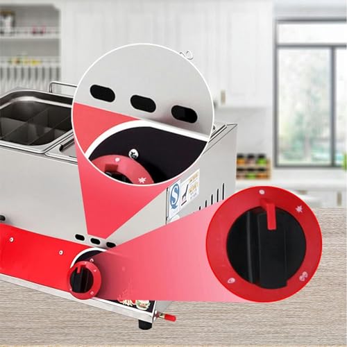 AFLEPCBRQ Freistehende Fritteuse mit Temperaturregelung, gewerbliche Gasfritteuse, große 22-Liter-Doppelfritteuse mit Körben und Deckeln, Tischfritteuse (Gas) – Bild 7