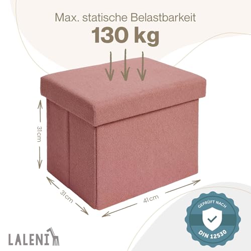 Laleni Sitzbank mit Stauraum - Truhenbank mit Stauraum 41x31 cm - Sitztruhe mit Stauraum - Sitzwürfel - Aufbewahrungsboxen - Sitzbank klein - Polsterhocker - Kisten Aufbewahrung mit Deckel in Koralle
