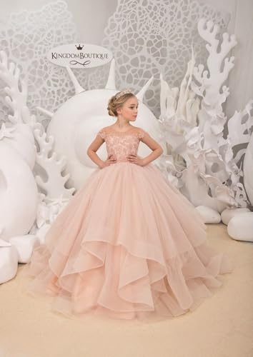 Flower Girl Dresses for Wedding Lace Applique Tulle Princess Pageant Dresses Ball Gowns for 2-14 Year Girls4
