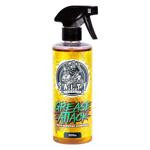 Salty Captain Grease Attack 16.9oz – High-Concentrate All Purpose Cleaner for Tough Grease & Grime – Heavy-Duty Degreaser for Cars, Trucks, RVs, Motorcycles & Home Use – Commercial-Grade Power