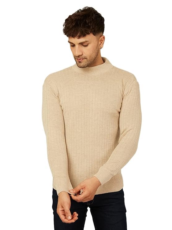 Image of Kvetoo Men High Neck Full Sleeve Winter Woolen Sweater