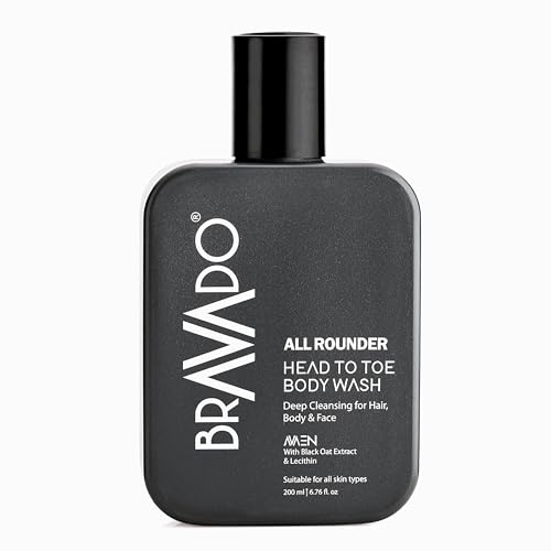 Image of BRAVADO Head to Toe Body Wash for Men | All-in-One Hair, Face & Body Cleanser for Deep Cleansing & Freshness | Hydrating Shower Gel | 200ml