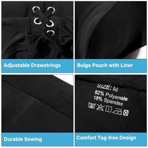 Casey Kevin Men's Swim Brief Sexy Adjustable Bikini Swimwear Quick Dry Swimsuit with Drawstring3