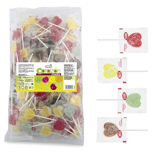 Miniatura 3 de Caramelos Cerdán - Piruletas Mini Corazón Sabor Fresa, Cola, Manzana, Limón Caramelo Duro Con Palo Sin Gluten Ni Alérgenos Ideal Para Fiestas, San Valentín Y Cumpleaños Bolsa De 200 Unidades
