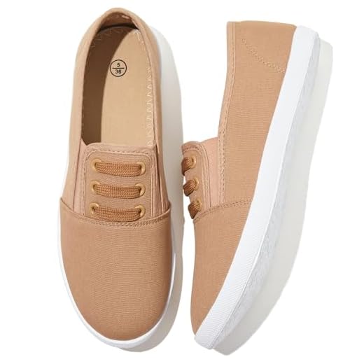 Women's Canvas Slip on Sneakers Casual Slip on Walking Shoes Womens Tennis Shoes Flat Dress Shoes Non Slip Work Shoes(Khaki.us7)