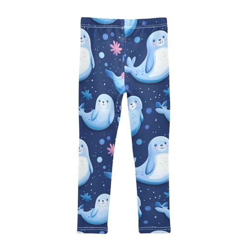 Cute Seal Blue Dots Girls Leggings Kids Yoga Pants Dance Active Tights 4T2