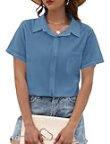 【Facile à Assortir】: Blouse femme chic et élégant d'été peuvent facilement être associés à des pantalons, jeans, shorts, jupes, tongs, sandales, baskets, chaussures plates ou des talons. Les chemisiers à manches courtes pour femmes peuvent être portés seuls ou comme sous-vêtements sous une veste de costume. Le t-shirt décontracté peut également être associé à un crop top, un débardeur, un gilet et un bikini comme vêtement d'extérieur. Il vous donne un look à la fois tendance et élégant.