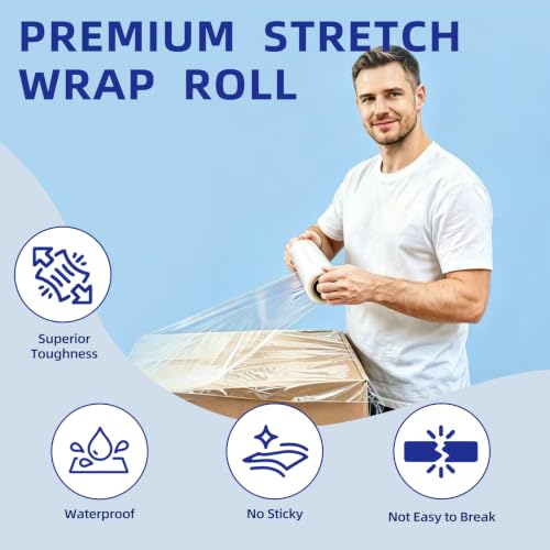 Image of 6 Pack Shrink Wrap Roll, 18 inch Wide Total 3546ft Industrial Stretch Film