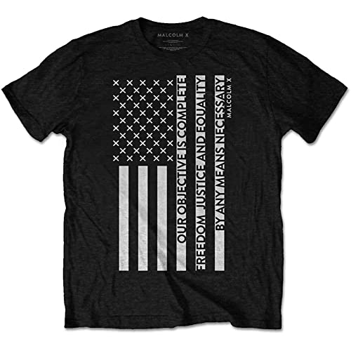 Image of Rockoff Trade Men's Malcolm X Freedom Flag T-Shirt, Black (Black Black), Medium