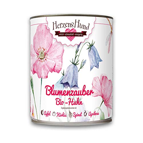 Produktbild von HerzensHund Bio Nassfutter Huhn Blumenzauber - 6 x 800 g