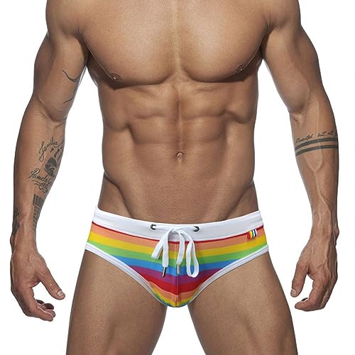 RQPYQF Bañador de Natación Slip para Hombre Traje de Baño de Secado Rápido Moda Shorts Swimming Calzoncillos YK24 (Blanco, L)