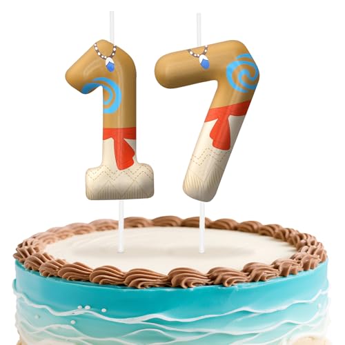 Image of Hawaii Number 17 Birthday Candles, Island Themed Cake Topper for Boys Girls Cake Decorations, Birthday Decorations Party Supplies, Number Candles for Party Decor
