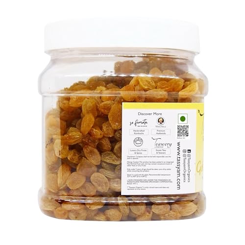 Image of TASSYAM Fresh Golden Raisins Healthy Juicy Jumbo Indian Kishmish Jar, 3.5Kg (5X 700G)