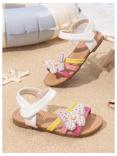 GORGLITTER Girl's Butterfly Pearl Applique Strappy Dress Sandals Cute Open Toe Slide Shoes4