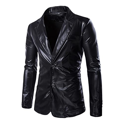 Blazer sportif pour homme en cuir verni noir idéal pour vos soirées
