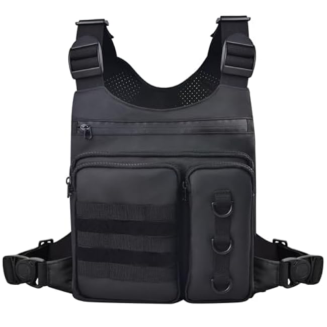 Men's Outdoor Sports Chest Bag, Fitness, Running, Cycling Tactical Vest, EDC Tactical Bag Vest, Reflective Strips On The Back Sports Vest,Waterproof Vest With Water Bottle Pocket