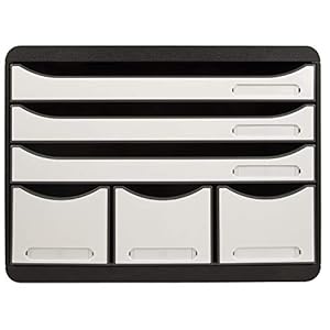 Exacompta 306713D Premium opbergbox liggend formaat met 6 laden voor DIN A+, documenten. Belastbare ladebox hoge…