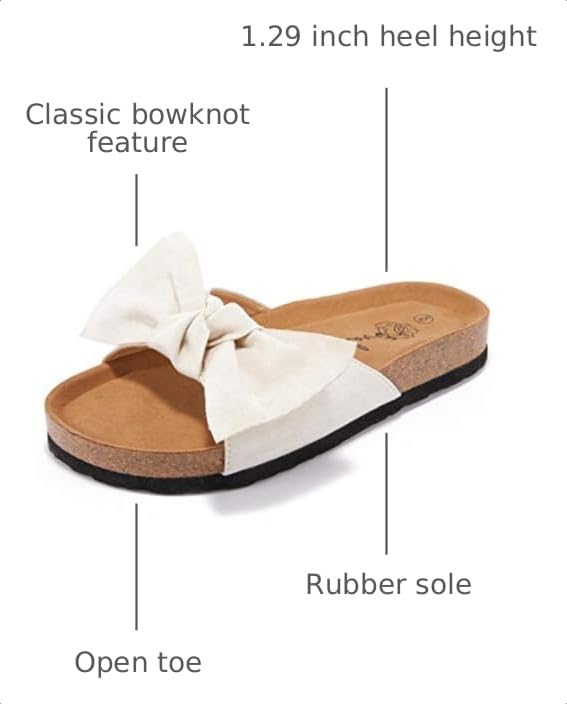 Image of FISACE Womens Bow Flat Sandals Flip Flops Slide Sandals Summer Beach Shoes