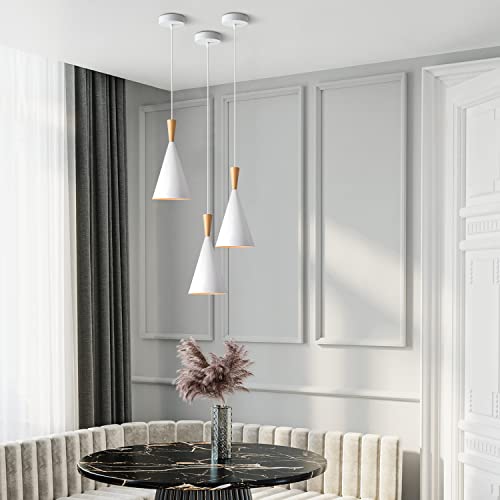 Kco L1128 Lighting Farmhouse Cone Pendant Light 3 Pack White Modern Barn Ceiling Pendant Lighting Fixture 1-Light Mini Vintage Pendant Lights Kitchen Island Dining Room Lighting thumb #7