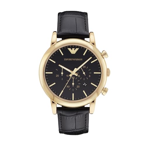 Emporio Armani Men's Chronograph Black Leather Watch (Model: AR1917)