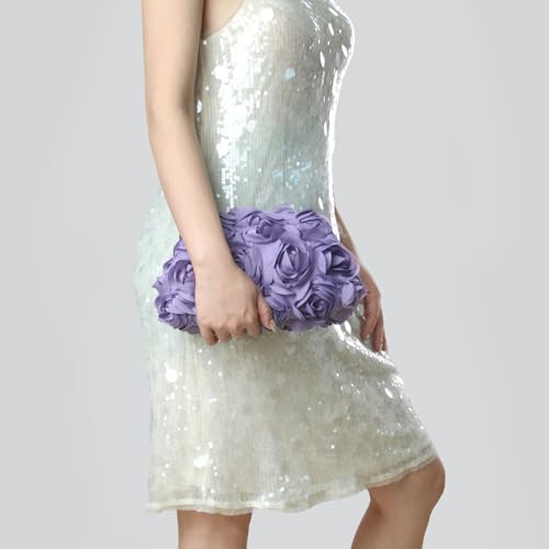 Image of 3D Flower Evening Bag for Women Elegant Floral Bridal Handbags Rose Clutch Purse for Wedding, Prom, Cocktail Party,Date Night
