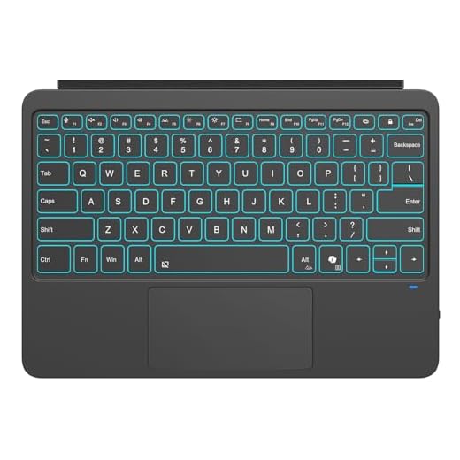 MoKo Type Cover for Microsoft Surface Pro 12" 2025 Keybaord, Ultra Slim Wireless Bluetooth Surface Pro Keyboard with 7-Color LED Backlit & Multi-Touch Trackpad Rechargeable Battery, Black