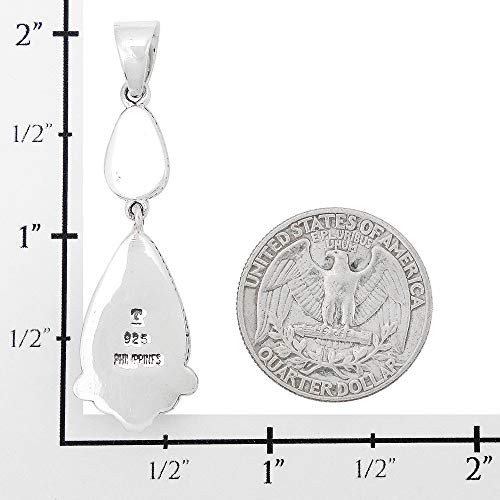 Turquoise Pendant Necklace In Sterling Silver 925 & Genuine Turquoise (Teal/Matrix Turquoise) #TOP1