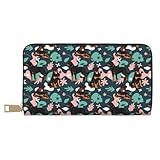 Buewutiry Leather Thin Slim Wallets for Women Men - Cute Rottweiler Clutch Card Wallet for Women Men with Zipper