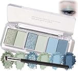 Blue Ocean Eyeshadow Palette 6 Color Eye Shadow with Brush Blendable Long Lasting Multi Finish Shades Compact Travel Friendly Design Glitter Matte Shimmer Makeup Palette (Blue Ocean)