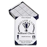 Sterling Gaming Silver Cup Pool Cue Chalk Cubes in White - 12 Pc Set