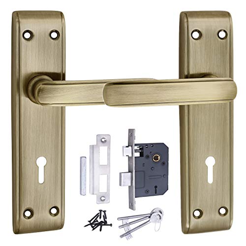Image of Atom Heavy Duty Mortise Door Lock for Bedroom, Living Room, Main Door, Brass Antique Finish | 3 Keys | 6 Lever Double Stage Lockset for House Hotel Office(610KY)