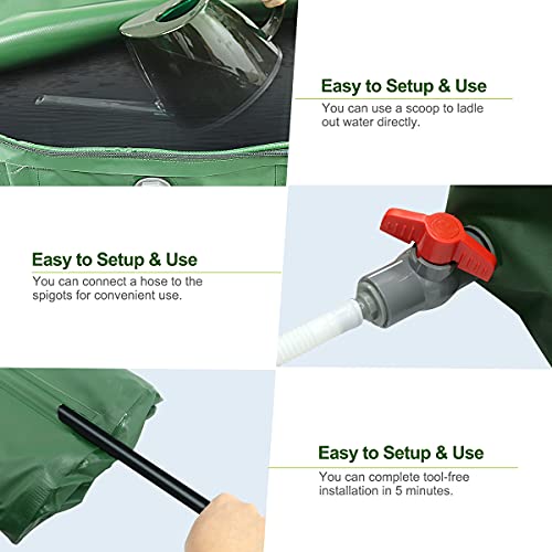 100 Gallon Collapsible Rain Barrel With Spigots, 100 Gal Foldable Rainwater Barrel, Rain Water Barrel Collector For Downspout, With Filter Overflow Valve Kit (Green) #TOP4