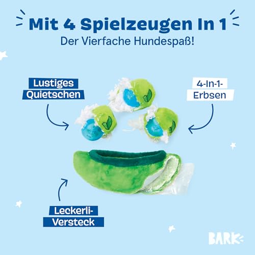 Barkbox 2-in-1 Interaktives Hundespielzeug aus Plüsch – Spielzeug zum Aufreißen und Aufdecken für Hunde und Welpen – anregendes, quietschendes Haustierspielzeug | Erbsen in Einer Schote (klein)
