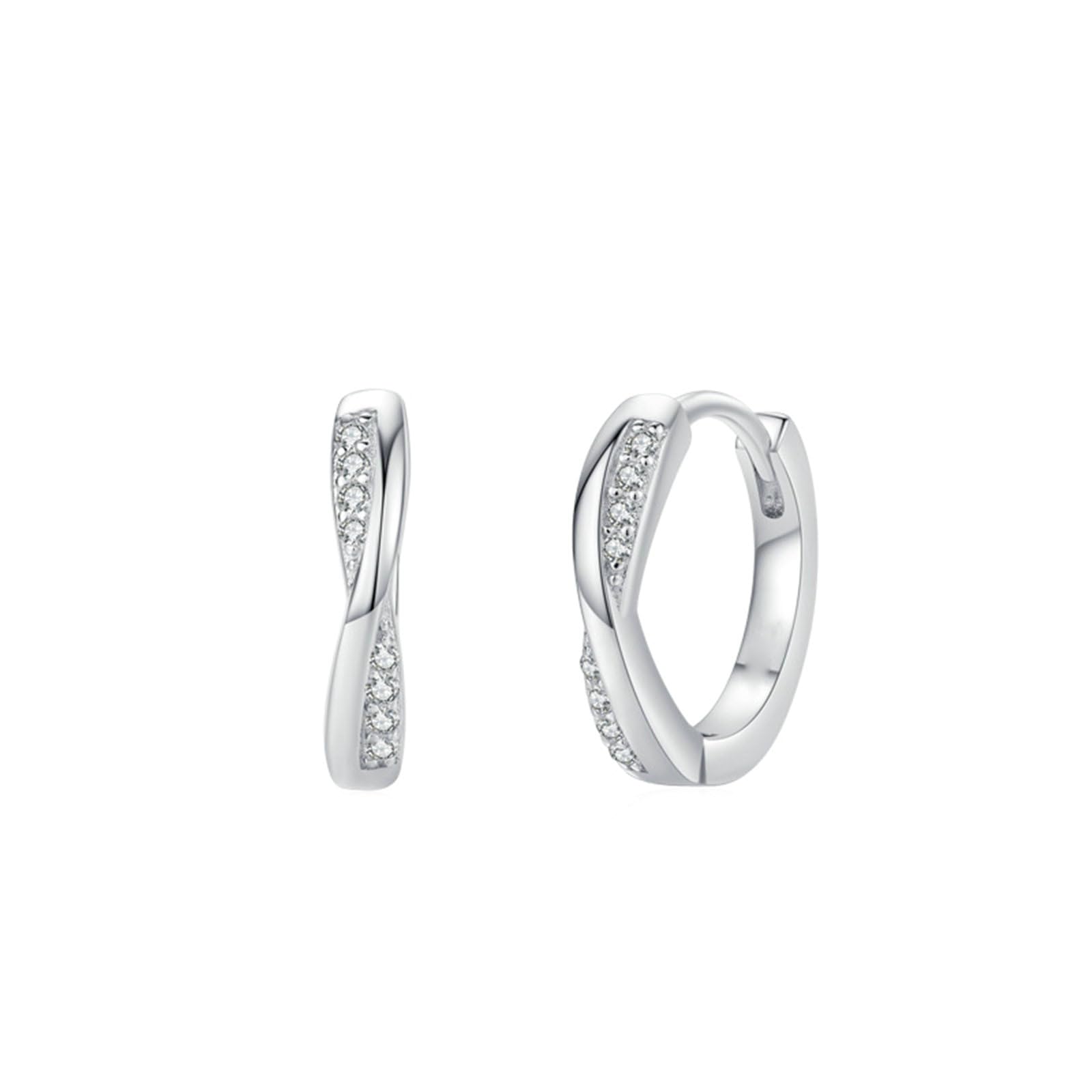 Pendientes de aro para mujer, patrón de cruz con aretes redondos de moissanita, oro blanco de 9 quilates, 14 quilates, 18 quilates, platino