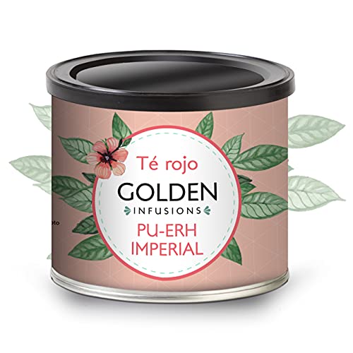 Golden Infusions - Té Rojo Pu-Erh Imperial - Lata de 100 g - Infusión a Granel - Diurético y Energético - Acción Antioxidante - Efecto Drenante - Sabor Intenso y Textura Densa Cover